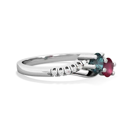 Alexandrite Infinity Pave Two Stone 14K White Gold ring R5285