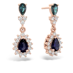 Alexandrite Halo Pear Dangle 14K Rose Gold earrings E1882