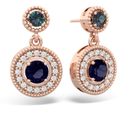 Alexandrite Halo Dangle 14K Rose Gold earrings E5319