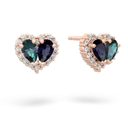 Alexandrite Halo 14K Rose Gold earrings E7008