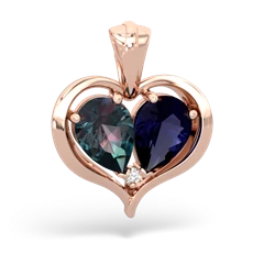 Alexandrite Two Become One 14K Rose Gold pendant P5330