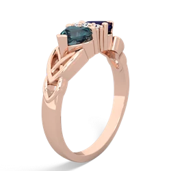 Alexandrite Celtic Knot Double Heart 14K Rose Gold ring R5040