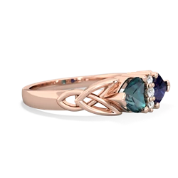 Alexandrite Celtic Knot Double Heart 14K Rose Gold ring R5040