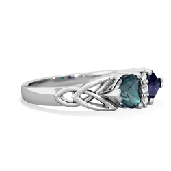 Alexandrite Celtic Knot Double Heart 14K White Gold ring R5040