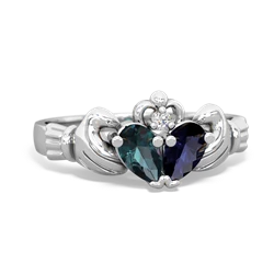 Alexandrite 'Our Heart' Claddagh 14K White Gold ring R2388