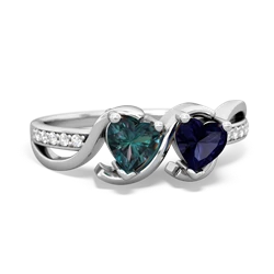 Alexandrite Side By Side 14K White Gold ring R3090