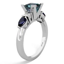 Alexandrite 6Mm Princess Eternal Embrace Engagement 14K White Gold ring C2002