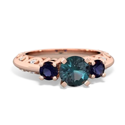 Alexandrite Art Deco Eternal Embrace Engagement 14K Rose Gold ring C2003