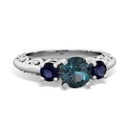 Alexandrite Art Deco Eternal Embrace Engagement 14K White Gold ring C2003