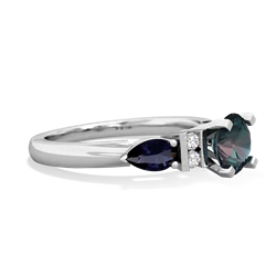 Alexandrite 6Mm Round Eternal Embrace Engagement 14K White Gold ring R2005