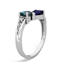 Alexandrite Snuggling Hearts 14K White Gold ring R2178