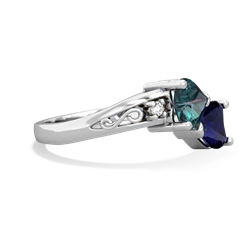 Alexandrite Snuggling Hearts 14K White Gold ring R2178