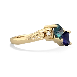 Alexandrite Snuggling Hearts 14K Yellow Gold ring R2178