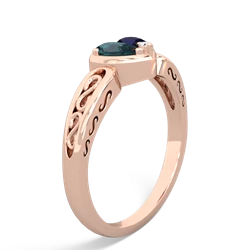 Alexandrite Filligree 'One Heart' 14K Rose Gold ring R5070