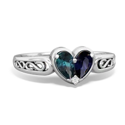 Alexandrite Filligree 'One Heart' 14K White Gold ring R5070