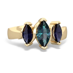 Alexandrite Three Peeks 14K Yellow Gold ring R2433