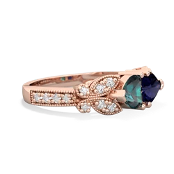 Alexandrite Diamond Butterflies 14K Rose Gold ring R5601