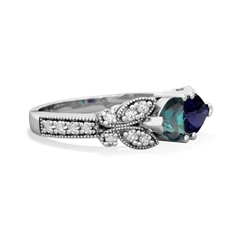 Alexandrite Diamond Butterflies 14K White Gold ring R5601