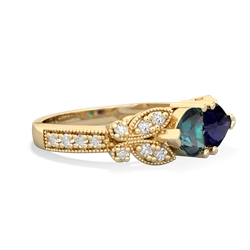 Alexandrite Diamond Butterflies 14K Yellow Gold ring R5601