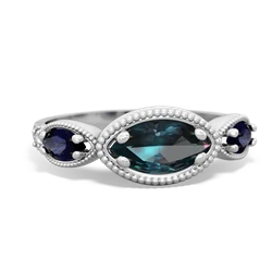 Alexandrite Milgrain Marquise 14K White Gold ring R5700