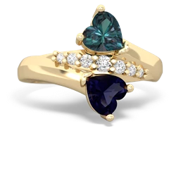 Alexandrite Heart To Heart 14K Yellow Gold ring R2064