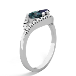 Alexandrite Mother And Child 14K White Gold ring R3010