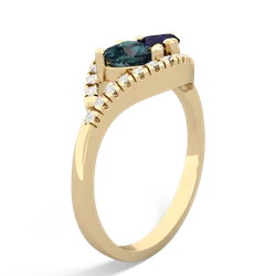 Alexandrite Mother And Child 14K Yellow Gold ring R3010