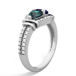 Alexandrite Art-Deco Keepsake 14K White Gold ring R5630