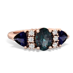 Alexandrite Antique Style Three Stone 14K Rose Gold ring R2186