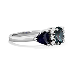 Alexandrite Antique Style Three Stone 14K White Gold ring R2186