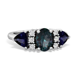 Alexandrite Antique Style Three Stone 14K White Gold ring R2186