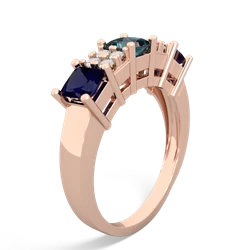 Alexandrite Three Stone Diamond Cluster 14K Rose Gold ring R2592