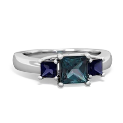 Alexandrite Three Stone Trellis 14K White Gold ring R4015