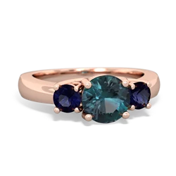 Alexandrite Three Stone Round Trellis 14K Rose Gold ring R4018