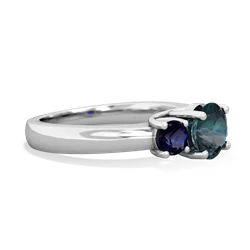 Alexandrite Three Stone Round Trellis 14K White Gold ring R4018