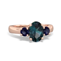 Alexandrite Three Stone Oval Trellis 14K Rose Gold ring R4024