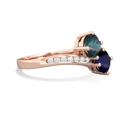 Alexandrite Channel Set Two Stone 14K Rose Gold ring R5303