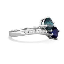 Alexandrite Channel Set Two Stone 14K White Gold ring R5303