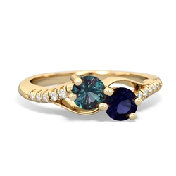 Alexandrite Infinity Pave Two Stone 14K Yellow Gold ring R5285