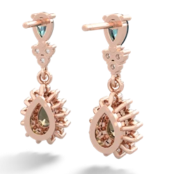 Alexandrite Halo Pear Dangle 14K Rose Gold earrings E1882