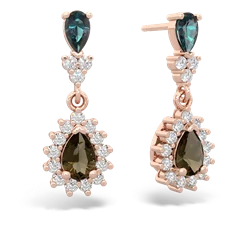 Alexandrite Halo Pear Dangle 14K Rose Gold earrings E1882