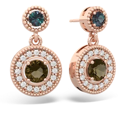 Alexandrite Halo Dangle 14K Rose Gold earrings E5319