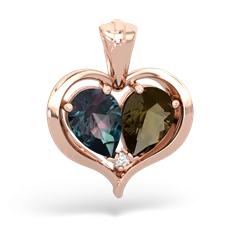 Alexandrite Two Become One 14K Rose Gold pendant P5330