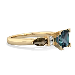 Alexandrite 6Mm Princess Eternal Embrace Engagement 14K Yellow Gold ring C2002