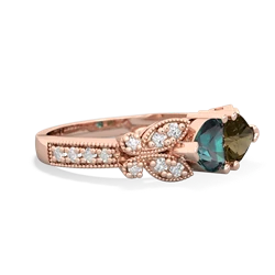 Alexandrite Diamond Butterflies 14K Rose Gold ring R5601