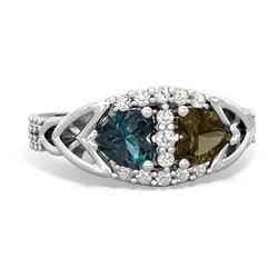 Alexandrite Sparkling Celtic Knot 14K White Gold ring R2645