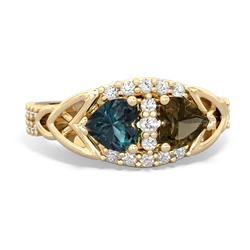 Alexandrite Sparkling Celtic Knot 14K Yellow Gold ring R2645