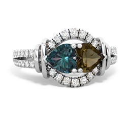 Alexandrite Art-Deco Keepsake 14K White Gold ring R5630