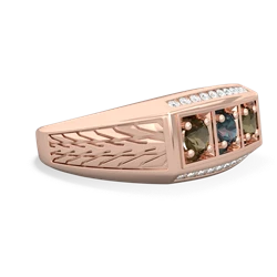 Alexandrite Three Stone Tire Tread Men's 14K Rose Gold ring R0520