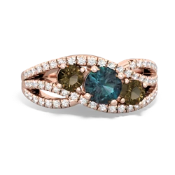 Alexandrite Three Stone Aurora 14K Rose Gold ring R3080